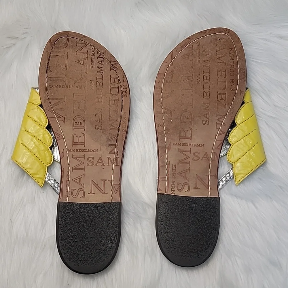 SAM EDELMAN Georgette Rare Yellow Patent Wing Shaped Roman Vibe Thong Sandals‎ 8